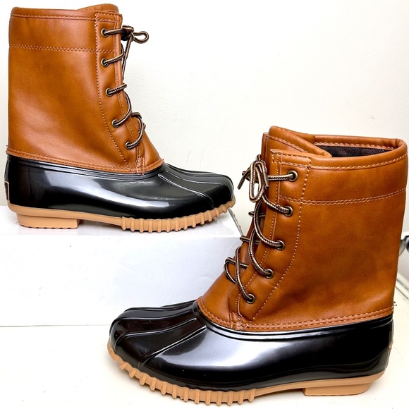 Sporto,  Arianna The Original Duck Boot Chestnut Brown and Tan Waterproof sz 6M - Picture 1 of 9